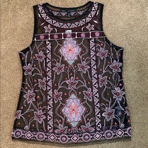 WHBM purple/black sheer top size M